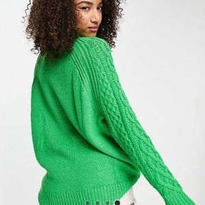 Topshop oversized knitted green sweater